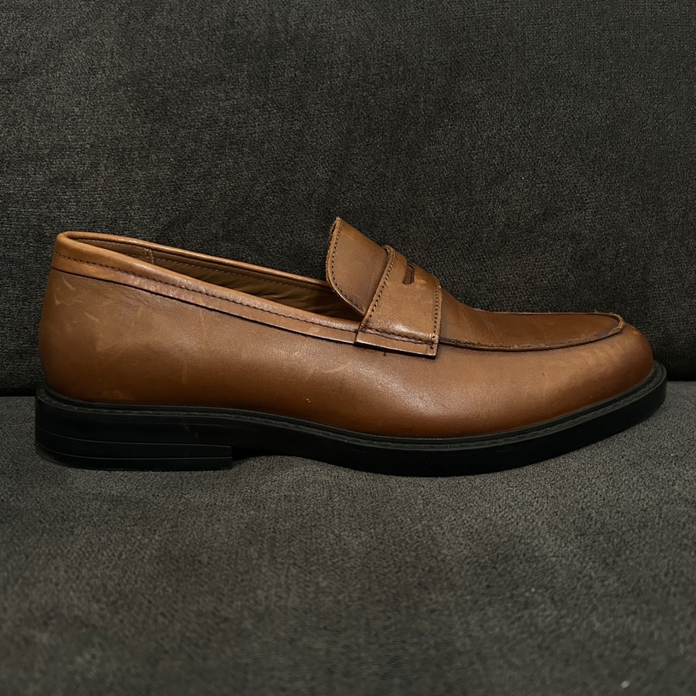 Express Penny Loafers Mens 11 Brown Leather Classic Dress Shoes Slip On Business